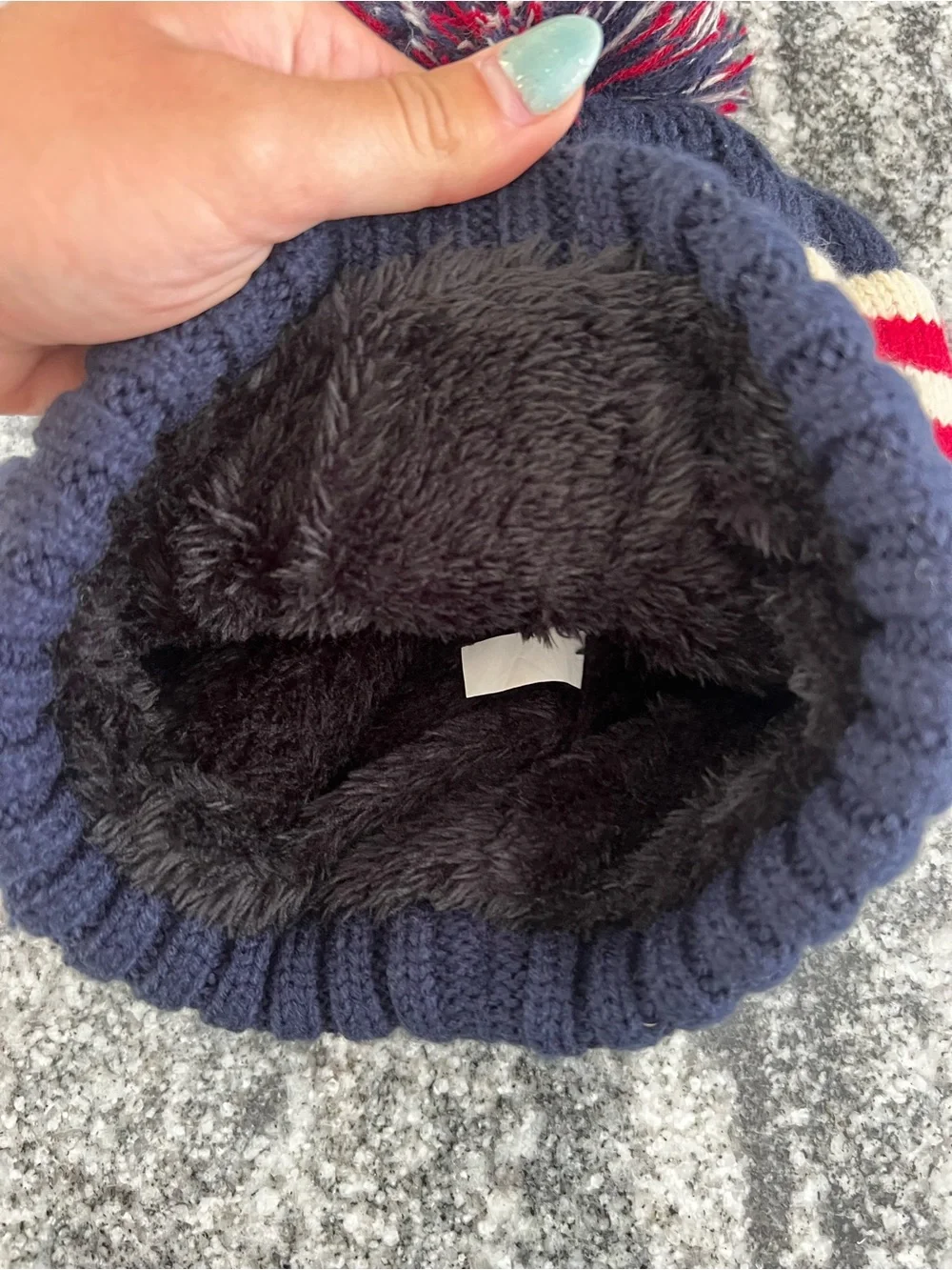 Fleece Lined Red White and Blue USA Flag Beanie Hat